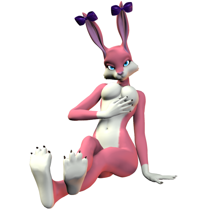 3d anthro babs_bunny color female female_only furry rabbit solo tiny_toon_adventures transparent_background uncensored unrealfox warner_brothers