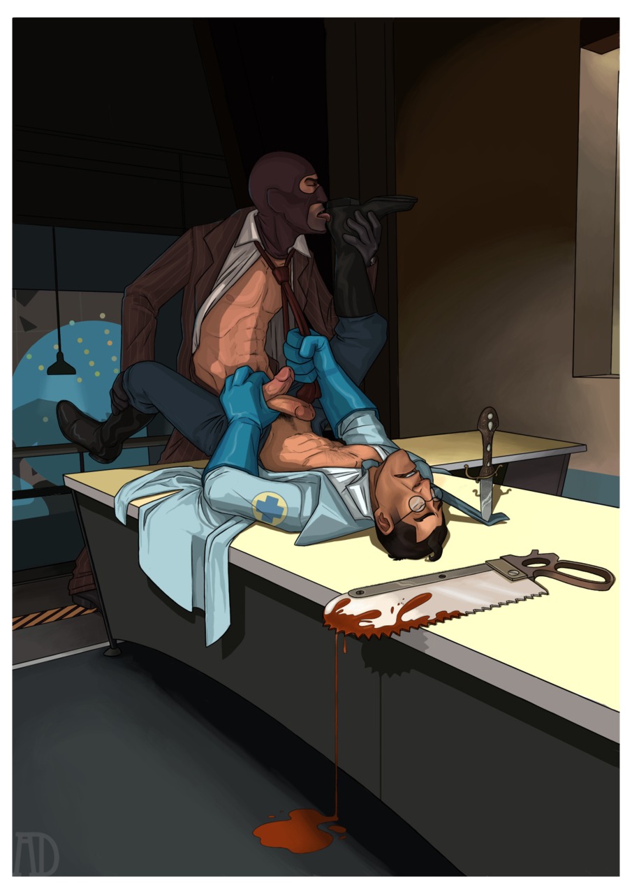 bonesaw frotting gay licking_boot male male_focus male_only medic medic_(team_fortress_2) spy tagme team_fortress_2