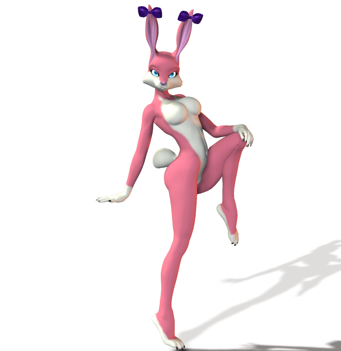 3d anthro babs_bunny color female female_only furry rabbit solo tiny_toon_adventures transparent_background uncensored unrealfox warner_brothers