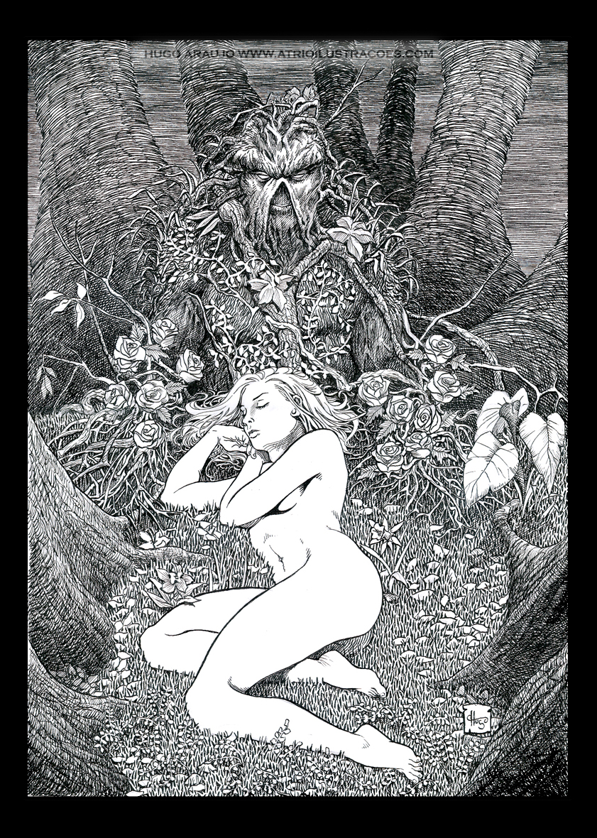 abby_arcane black_and_white breasts casual_nudity dc female hugo_araujo human lying male monochrome nude on_side realistic sleeping swamp_thing tagme vertigo_comics