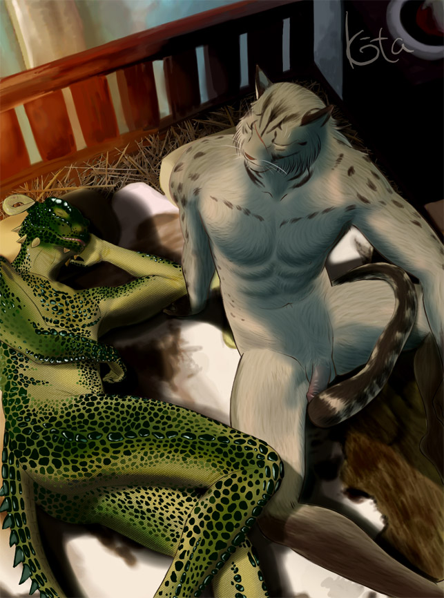 argonian chubby derkeethus flaccid khajiit male multiple_males scalie skyrim small_penis the_elder_scrolls yaoi