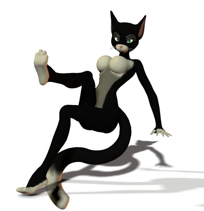 3d anthro black_fur bolt_(film) breasts cat color disney exposed_breasts feline female female_only fur furry furry_breasts mittens mittens_(bolt) solo transparent_background unrealfox white_fur