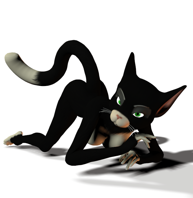 3d anthro black_fur bolt_(film) breasts cat color disney exposed_breasts feline female female_only fur furry furry_breasts mittens mittens_(bolt) solo transparent_background unrealfox white_fur