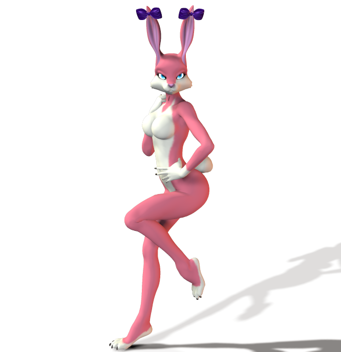 3d anthro babs_bunny color female female_only furry rabbit solo tiny_toon_adventures transparent_background uncensored unrealfox warner_brothers