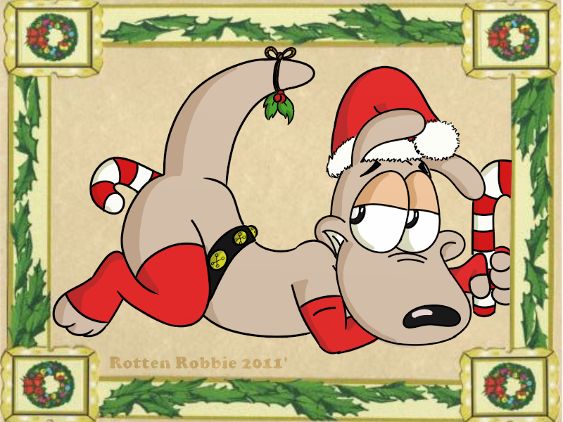 2011 anthro candy_cane candy_cane_insertion christmas christmas_outfit furry male male_only marsupial nickelodeon rocko rocko's_modern_life rotten_robbie wallaby