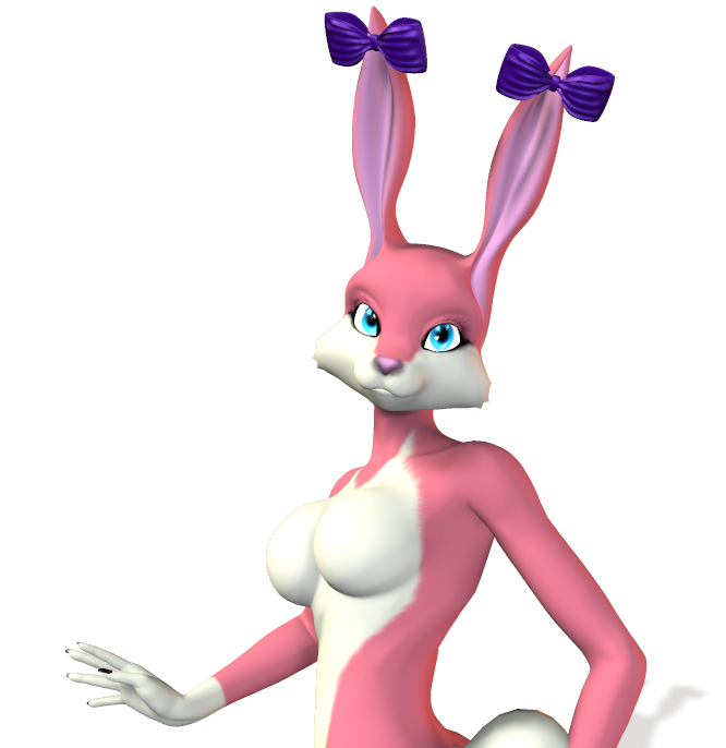 3d anthro babs_bunny color female female_only furry rabbit solo tiny_toon_adventures transparent_background uncensored unrealfox warner_brothers