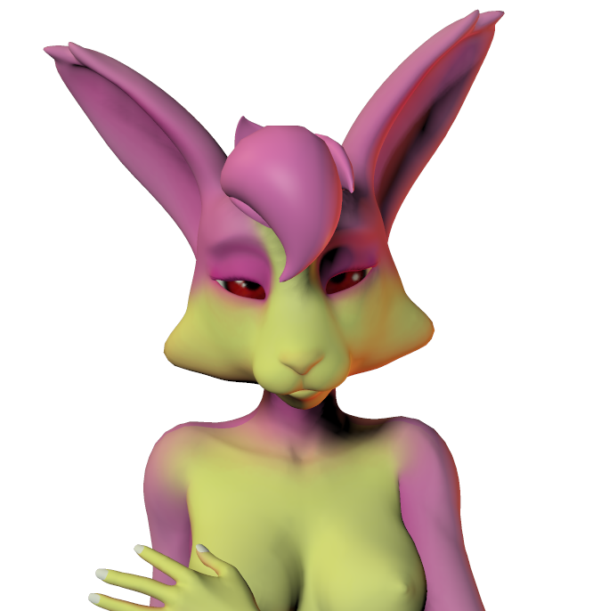 1girls 3d anthro breasts bunny_ears female furry lagomorph lucy_hare nipples pink_fur red_eyes solo star_fox transparent_background unrealfox