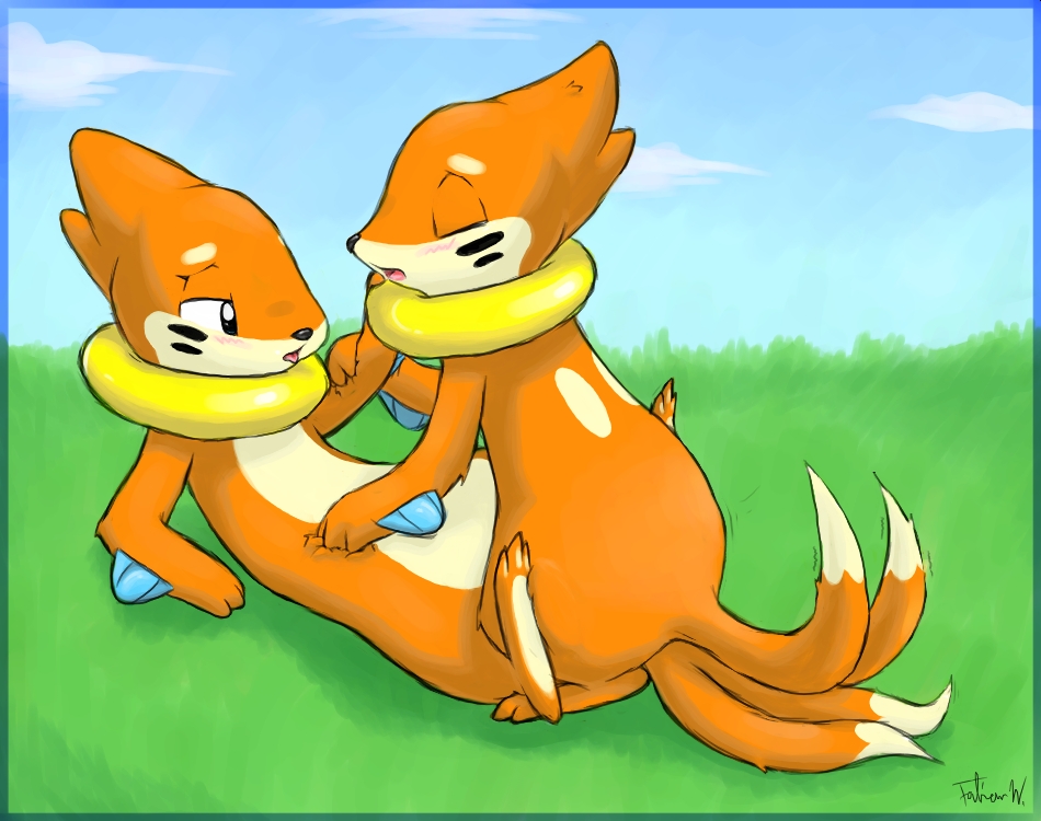 blush buizel color day fabuchs feral fur furry male nude on_back open_mouth outdoors pokemon sex tail