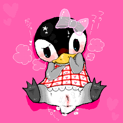 1:1 animal_crossing aurora_(animal_crossing) bird denmoko furry lowres nintendo no_humans penguin pussy source_request year_request