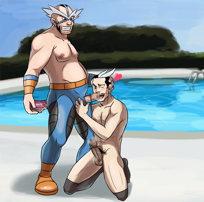 censored chest_hair crasher_wake juan_(pokemon) male_only pokemon pubic_hair tagme yaoi