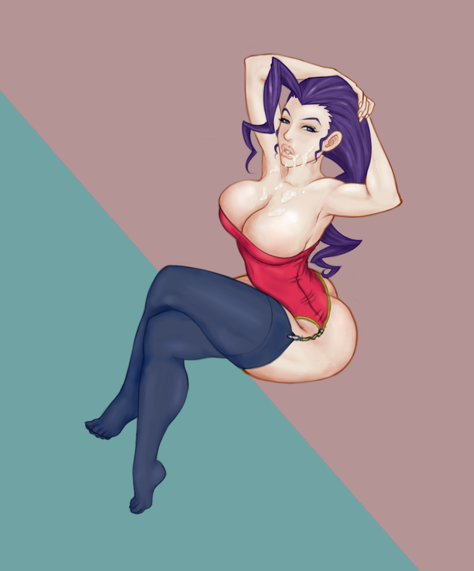 1girls, 2012, 2d, ahoge, armpits, arms up, ass, bare shoulders, breasts, capcom, cleavage, clothing, colored, corset, crossed legs, cum, cum on body, cum on breasts, cum on upper body, curvy, esper, facial, female, female only, garter straps, huge ahoge, human, human only, italian, italian female, large breasts, legoman, legs crossed, light skin, light-skinned female, lips, long hair, looking at viewer, no panties, no sex, purple hair, rose (street fighter), sitting, solo, solo female, soubriquetrouge, street fighter, thick thighs, thighhighs, thighs