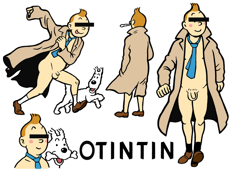 flaccid male male_only no_pants partially_clothed snowy_(the_adventures_of_tintin) tagme the_adventures_of_tintin tintin