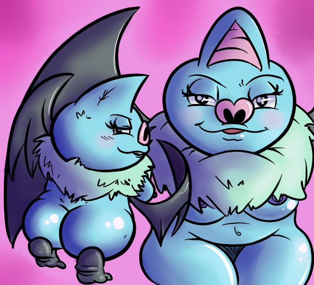 anthro ass blush breasts color female female_only nipples nude pokemon pokemon_bw quagsire_(artist) solo swoobat tagme wings