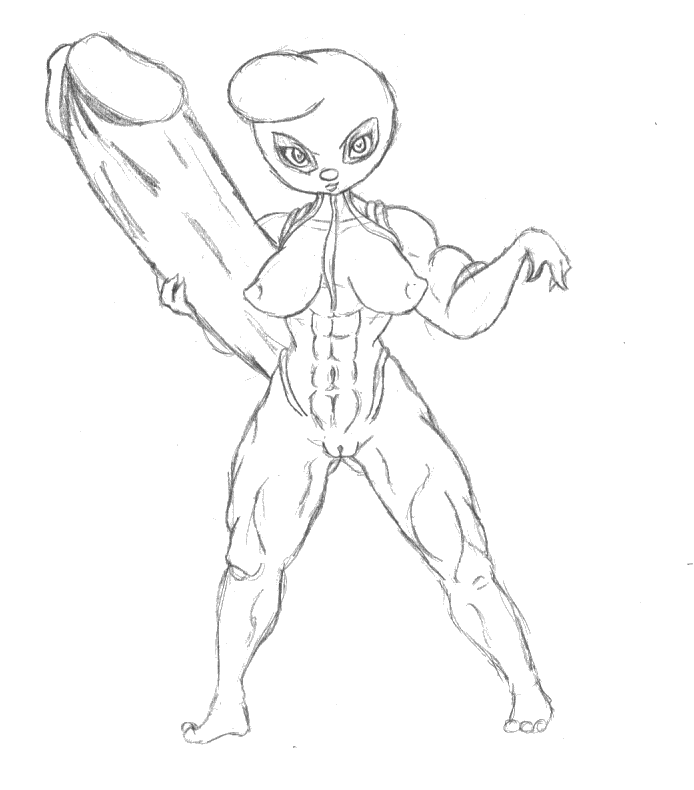 anthro breasts female female_only front_view monochrome muscles nipples nude pokemon pokemon_bw sketch solo standing tagme timburr vulva