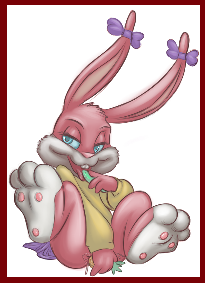 anthro babs_bunny color feet female female_only furry infinityplus1 rabbit solo tiny_toon_adventures uncensored warner_brothers