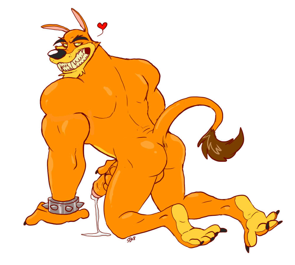 1boy anthro arody ass balls beefy blank_background bracelet butt cocky color crash_(series) crash_bandicoot_(series) cum daddy fur furry furry_only heart male male_only manly mutant-serpentina mutant_serpentina penis signature simple_background solo solo_male spiked_bracelet tail testicles tiger tiny_tiger white_background