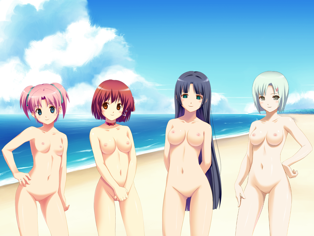 4girls arai_ruka arms_behind arms_behind_back ars_magna beach black_hair blue_eyes bow_choker breasts brown_eyes censored clouds green_eyes grey_eyes hand_covering_pussy ichijou_anzu invisible_vagina jewelry koutaro lineup long_hair minezaki_sakura mizusawa_noel mound_of_venus multiple_girls navel necklace nipples no_pussy nude nude_beach ocean pink_hair posing red_choker red_hair sand sea short_hair silver_hair sky small_breasts small_nipples take_your_pick thigh_gap thighs tied_hair twintails wallpaper water zenra