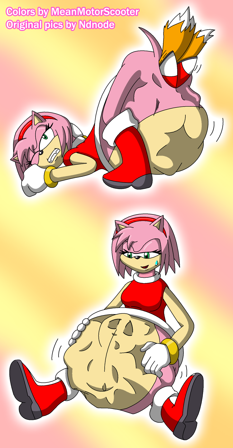 all_fours amy_rose anthro beige_skin boots clothing color dress female footwear fox front_view fur furry hedgehog insertion interspecies male meanmotorscooter multiple_views ndnode orange_fur pink_fur side_view sitting small_breasts sonic_(series) stomach_bulge tails unbirthing vore vore_belly white_fur