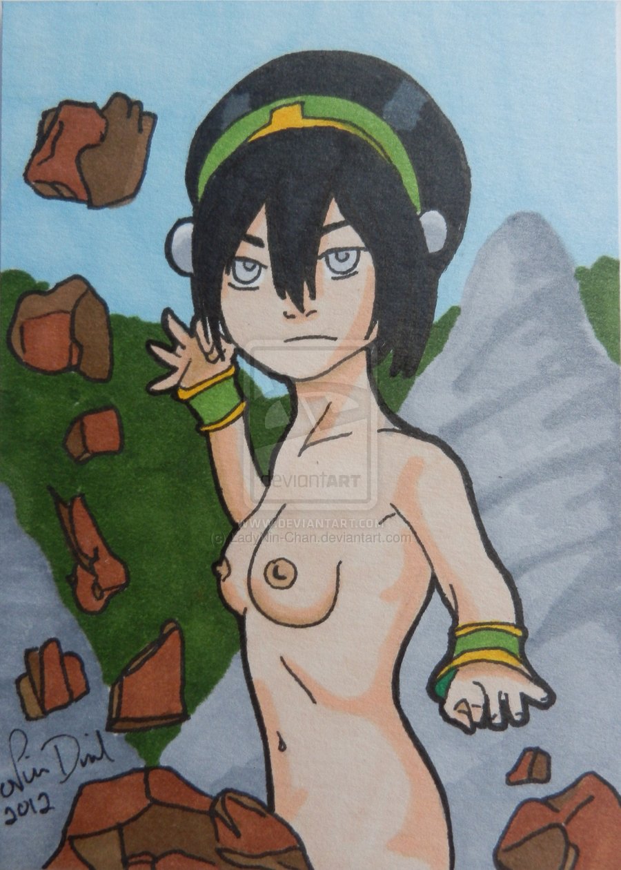 2012 anklewear avatar_the_last_airbender beige_skin black_hair blind breasts casual closed_mouth day earth_kingdom female female_only hair headwear human ladynin-chan looking_at_viewer navel nickelodeon nipples nude open_eyes outdoors rock sky small_breasts solo standing straight_hair toph_bei_fong wristwear