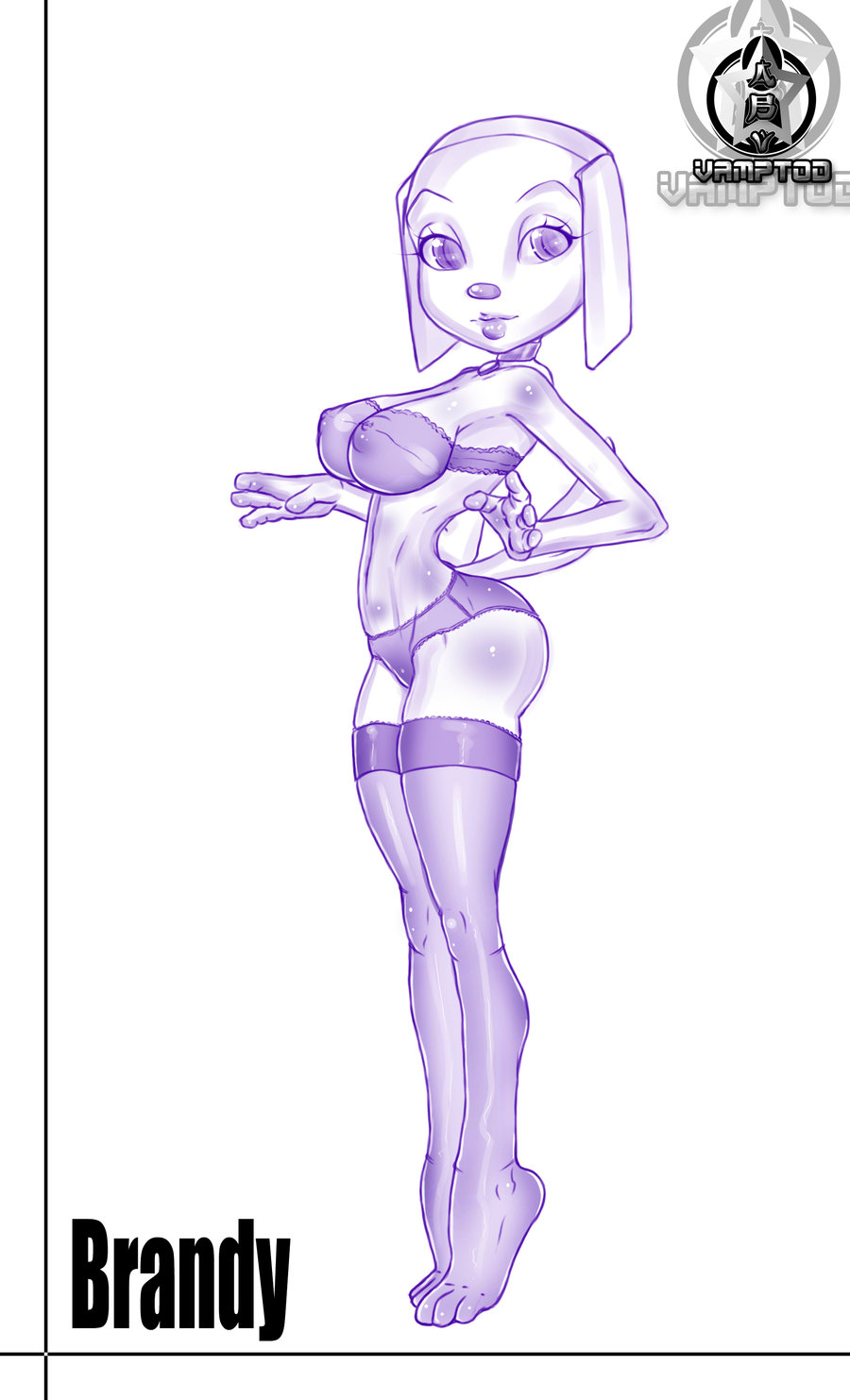 anthro bra brandy_&_mr_whiskers brandy_harrington canine character_name clothes disney disney_channel dog female female_only fur furry furry_tail looking_aside mammal monochrome nipples panties raised_tail side_view solo standing tagme tail toon_disney underwear vamptod