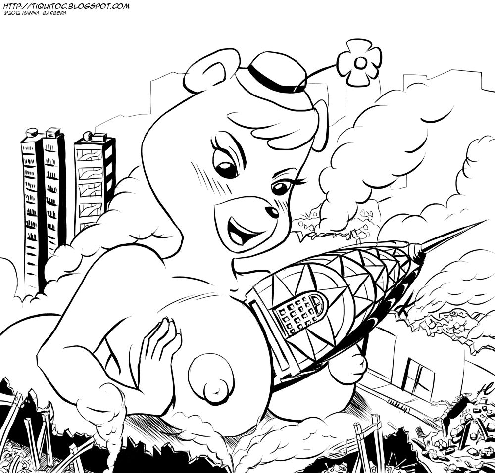 anthro bear breasts female floral_rugg hanna-barbera large_breasts monochrome nipples tagme the_hillbilly_bears tiquitoc