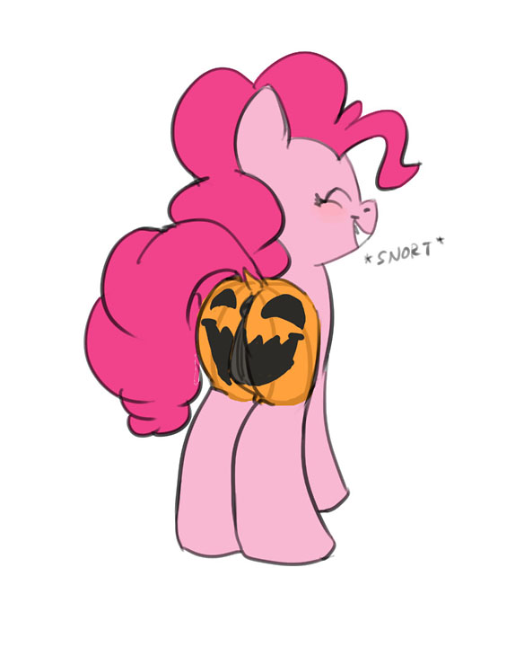 2012 anus ass bodypaint equine female feral friendship_is_magic hair halloween happy holidays horse laughter mane my_little_pony pink_hair pinkie_pie_(mlp) plain_background pony pumpkin pumpkin_butt pussy siansaar smile solo white_background