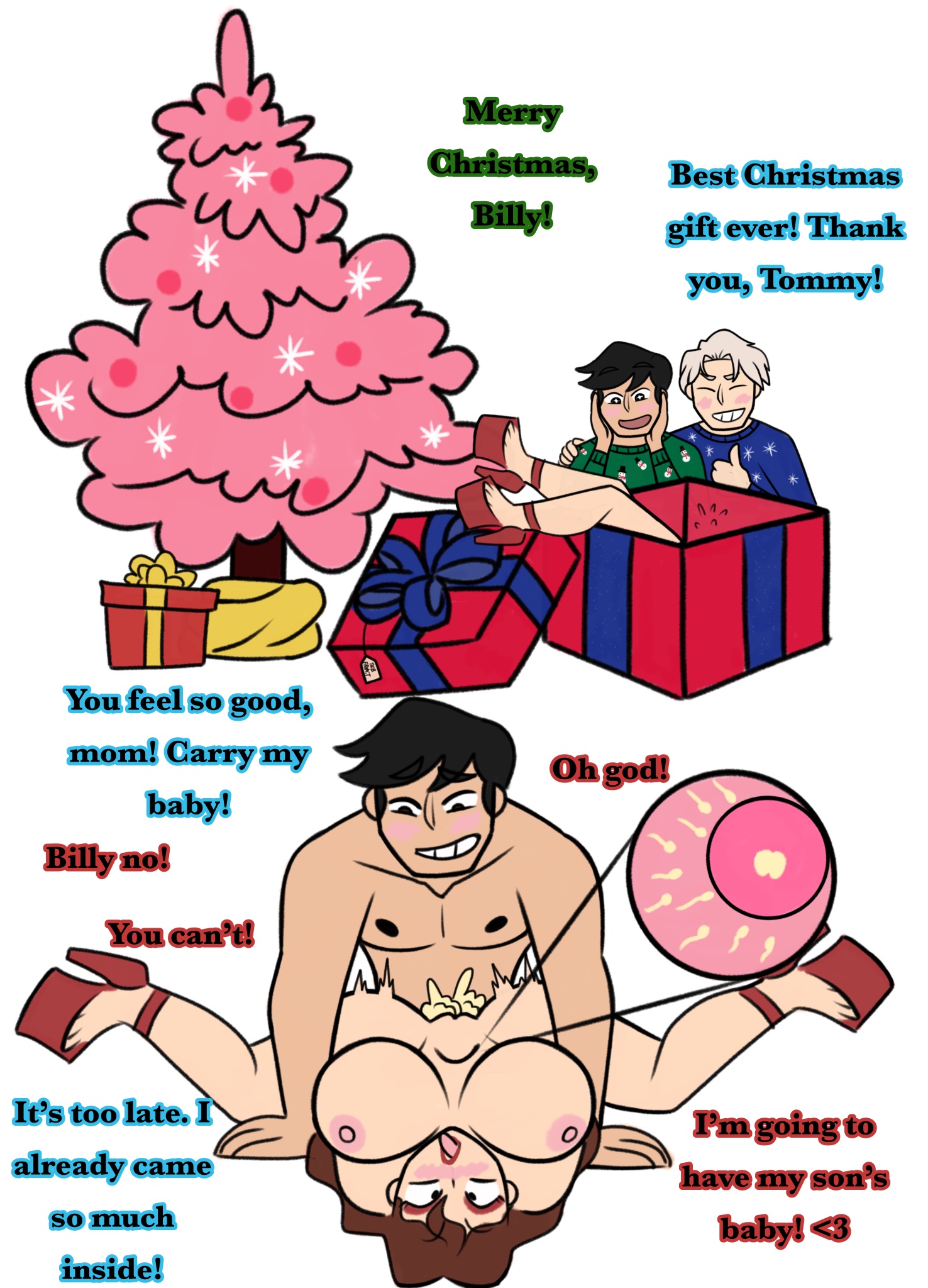 billy kaplan, brothers, chalkbone, cheating boyfriend, christmas, christmas present, gay male, gay to straight, incest, marvel, milf, mother and son, ntr, orientation play, penis in pussy, scarlet witch, speed (young avengers), tommy shepherd, twins, vaginal penetration, wanda maximoff, wiccan