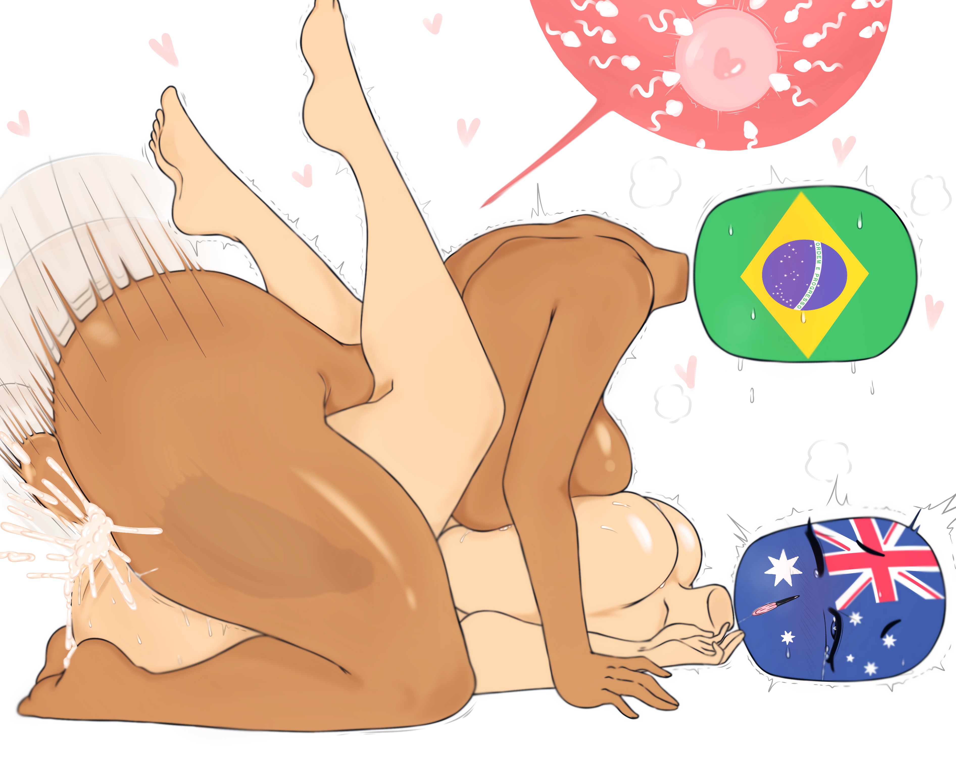 1futa, 1girls, 2026, ahe gao, australia (countryhumans), big ass, big breasts, big penis, blue eyes, brazil (countryhumans), countryhumans, countryhumans girl, cum, cum in pussy, cum inside, dark skin, dark-skinned futa, female, female on bottom, female penetrated, flawsy, futa on top, heart, heart-shaped pupils, impregnation, mating press, pale skin, pale-skinned female, tagme, white background, x-ray