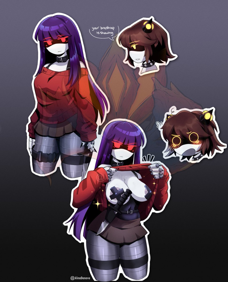 1boy, 1boy1girl, 1girls, blush, blushing, boobs, breasts, button eyes, doll (murder drones), lifting shirt, male/female, murder drones, oc, purple hair, red eyes, showing boobs, showing breasts, skirt