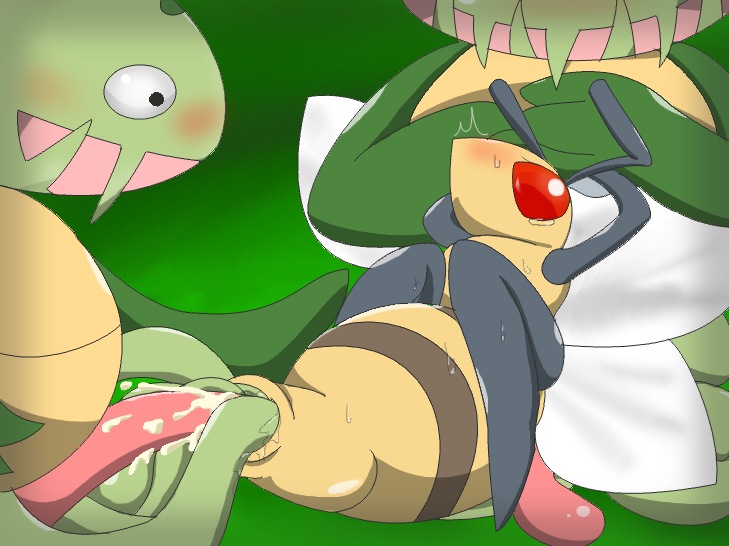 1girls beedrill blush carnivine color female interspecies male multiple_males nintendo pokemon sex straight vaginal_penetration