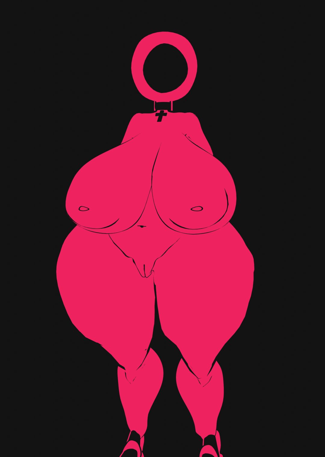1girl, 3d, 3d (artwork), 3d model, 3d render, 7ths1n, belly, boobs, breasts, breasts bigger than head, female, female only, female symbol, gender symbol character, heels, just coffee, model, necklace, original character, pink body, pink skin, pussy, render, rendered, restroom sign, restroom symbol, thick, thick ass, thick hips, thick legs, thick thighs, thighs, tits, vagina, voluptuous, voluptuous body, voluptuous female