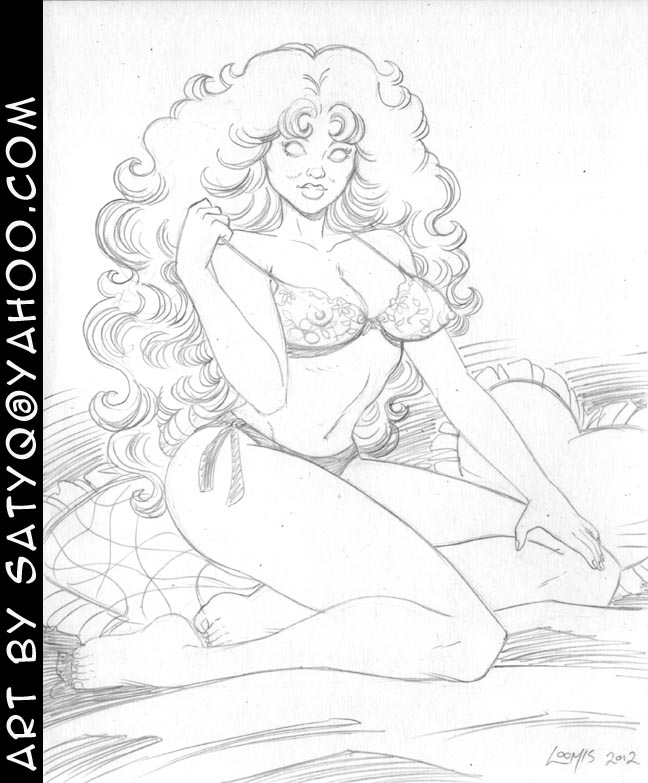 1girls 2012 alien alien_girl bra curly_hair dated dc dc_comics female female_only koriand'r lingerie long_hair no_pupils panties satyq side-tie_panties sketch solo starfire starfire_(comics) superheroine teen_titans