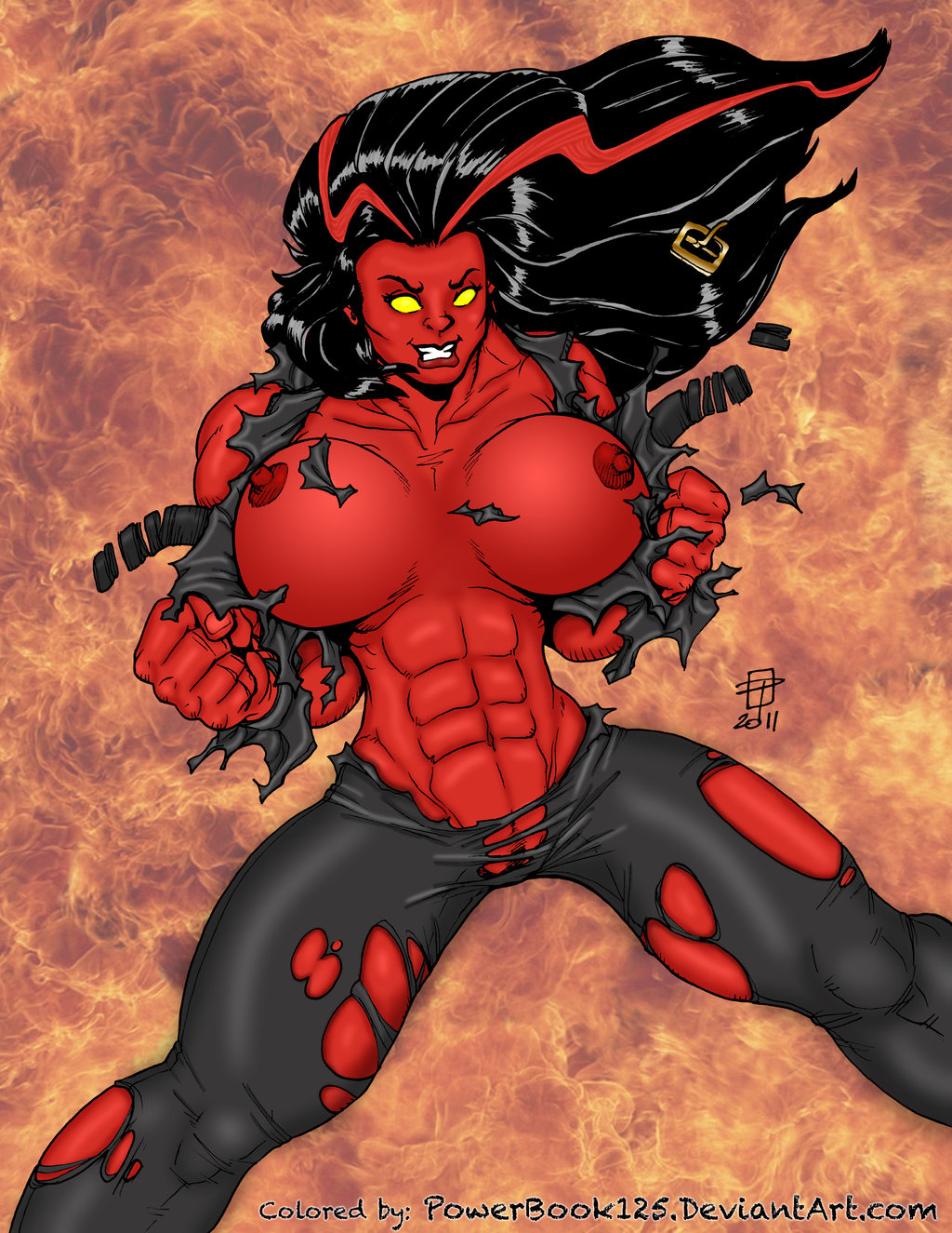 1girls 2011 2d abs betty_ross callmepo color colored female female_only hulk_(series) marvel muscular_female nipples powerbook125 pussy red-skinned_female red_she-hulk red_skin solo