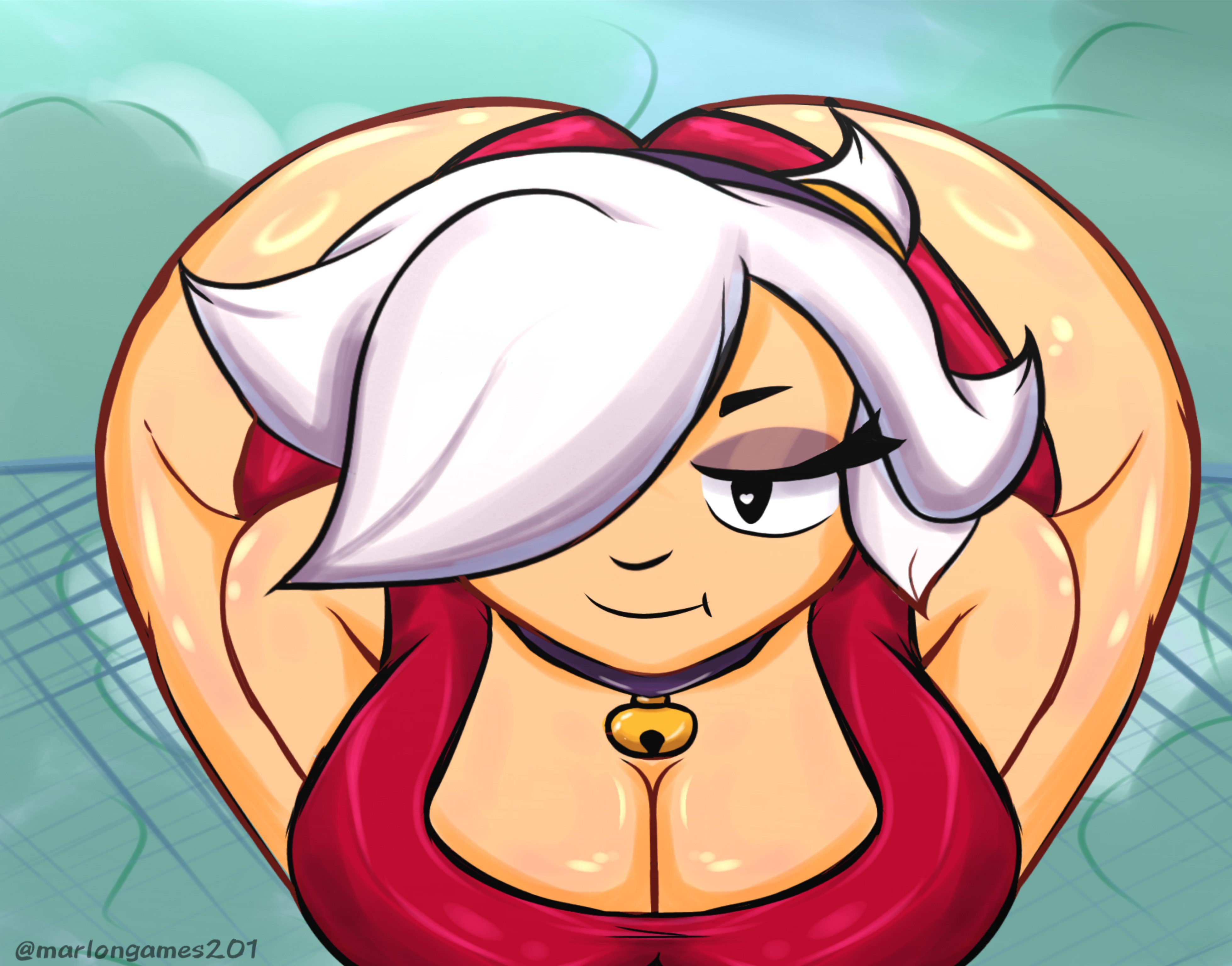 1girls, brawl stars, colette (brawl stars), female only, marlongames201, solo, solo female, supercell, swimsuit, swimsuit colette (brawl stars), white hair