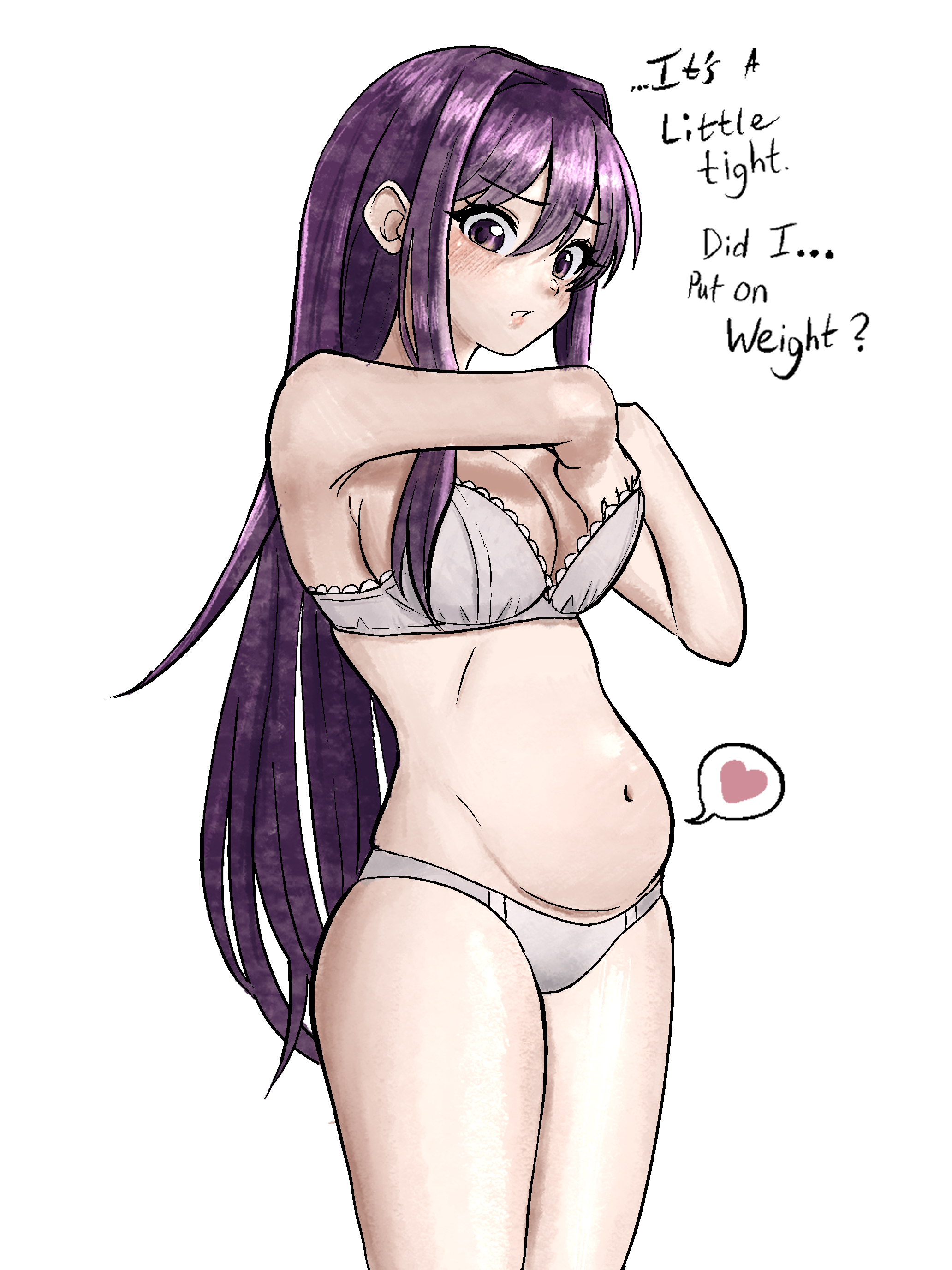 artist request, doki doki literature club, pregnant, pregnant female, unaware pregnancy, yuri (doki doki literature club)