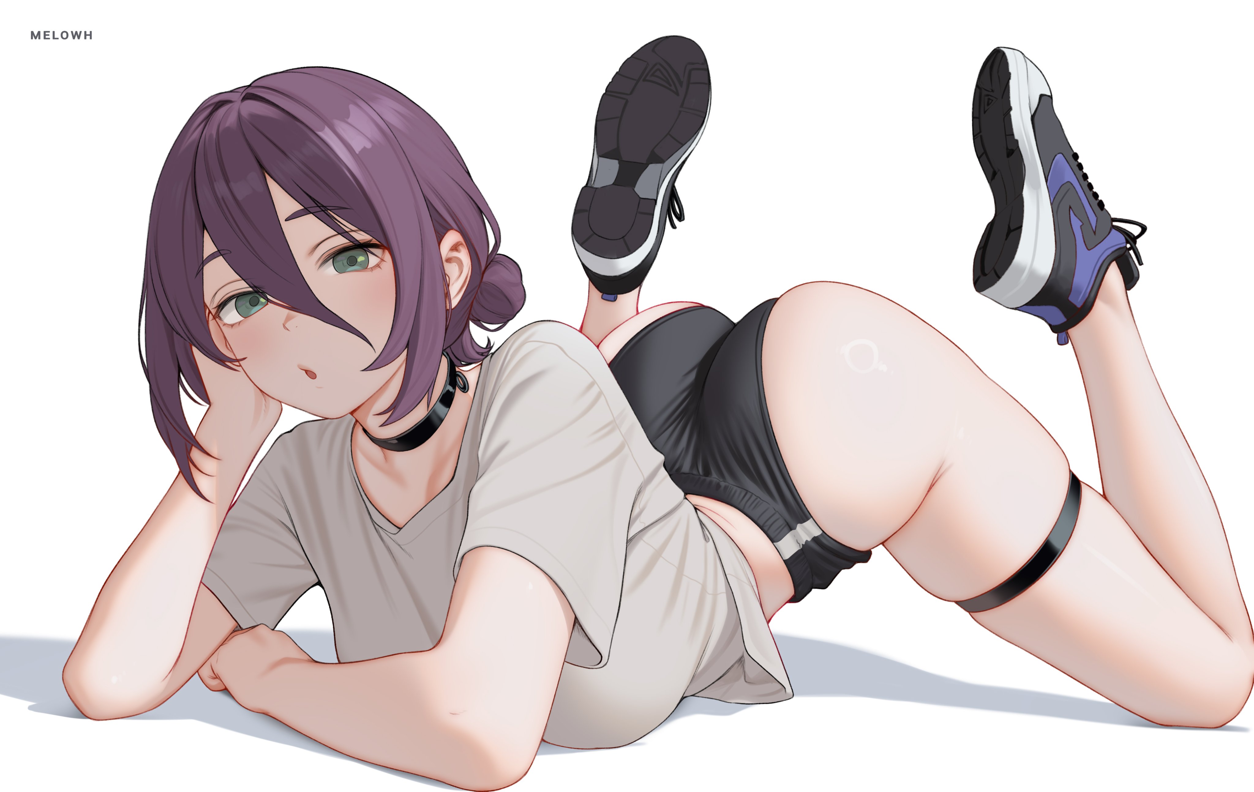 1girls, arched back, big butt, chainsaw man, female, female only, melowh, reze (chainsaw man), shoes, tagme, thigh strap