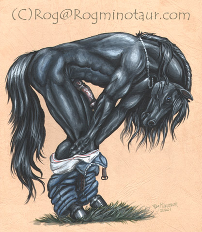 2001 anthro black equine furry horse male male_only no_humans nude penis rog_minotaur solo undressing