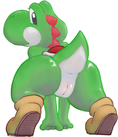 1girls alternate_version_available anus back_view blue_eyes color fabuchs falieu_w female female_only feral looking_at_viewer looking_back looking_back_at_viewer mario_(series) nintendo nude pussy solo tagme tail transparent_background vulva yoshi