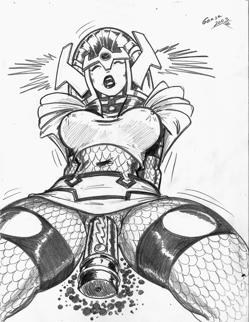 1girls 2003 barda_free big_barda dc dc_comics dildo female female_only grey_phantom mega-rod mister_miracle_(series) monochrome solo