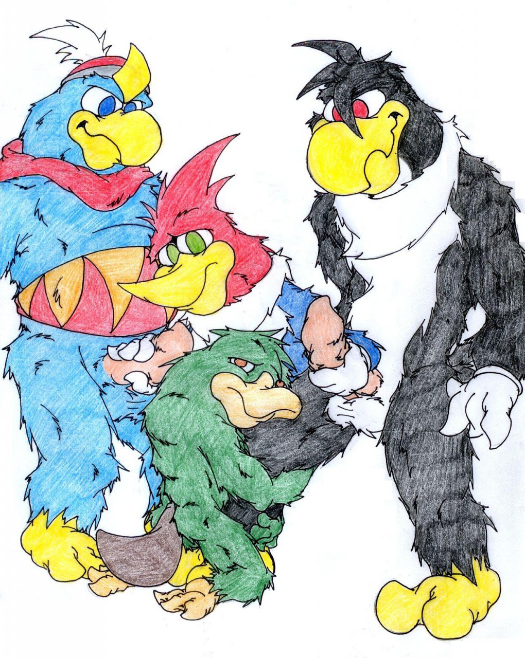 anthro bird buzz_buzzard buzzard crossover fur furry hopelesshighschool interspecies king_dedede kirby_(series) male male_only mammal monotreme multiple_males perry_the_platypus phineas_and_ferb platypus the_woody_woodpecker_show woodpecker woody_woodpecker yaoi