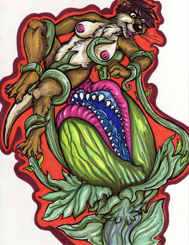 anthro audrey_ii female little_shop_of_horrors plant_monster plant_tentacle tagme tentacle tentacle_on_female