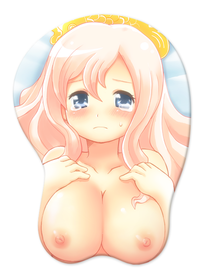 1girls boob_mousepad breasts female female_only i! mermaid mousepad one_piece oppai_mouse_pad pink_hair princess shirahoshi solo tear topless