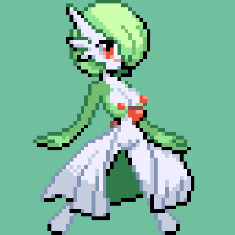 1girls dodododo female female_gardevoir female_only female_pokemon gardevoir green_background nintendo pixel_art pokemon pokemon_(species) pokemon_rse solo sprite