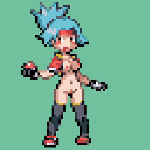 dodododo green_background human human_only pixel_art pokemon pokemon_ranger solana_(pokemon) sprite