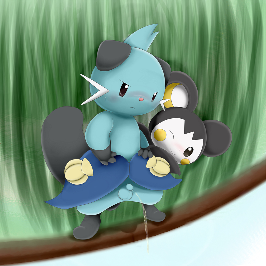 color dewott emolga feral fur grass interspecies male nude peeing penis pokemon pokemon_(species) schnecken size_difference standing standing_pee tagme testicles urinating urinating_male urination urine urine_stream