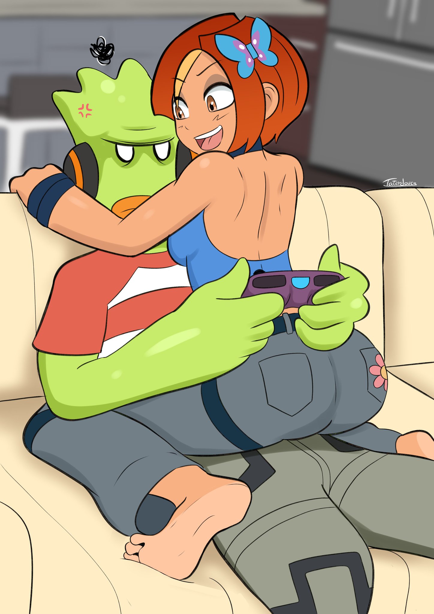 angry, annoyed, butterfly (planetronika), freestyle (planetronika), planetronika, playing videogame, tagme
