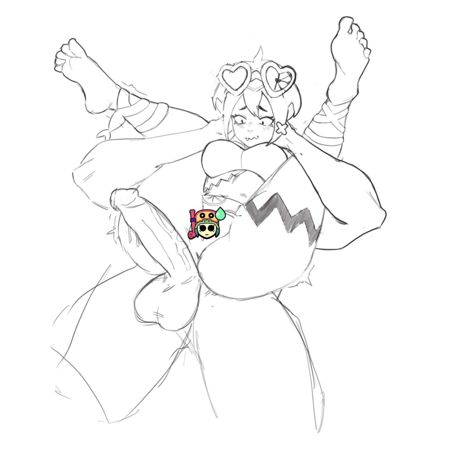 1boy, 1boy1girl, 1girl, 1girls, alli (brawl stars), anon, big penis, brawl stars, clothed, clothed female nude male, female, female focus, huge cock, lifting person, male/female, penis, penis out, reverse suspended congress, spread legs, thick thighs