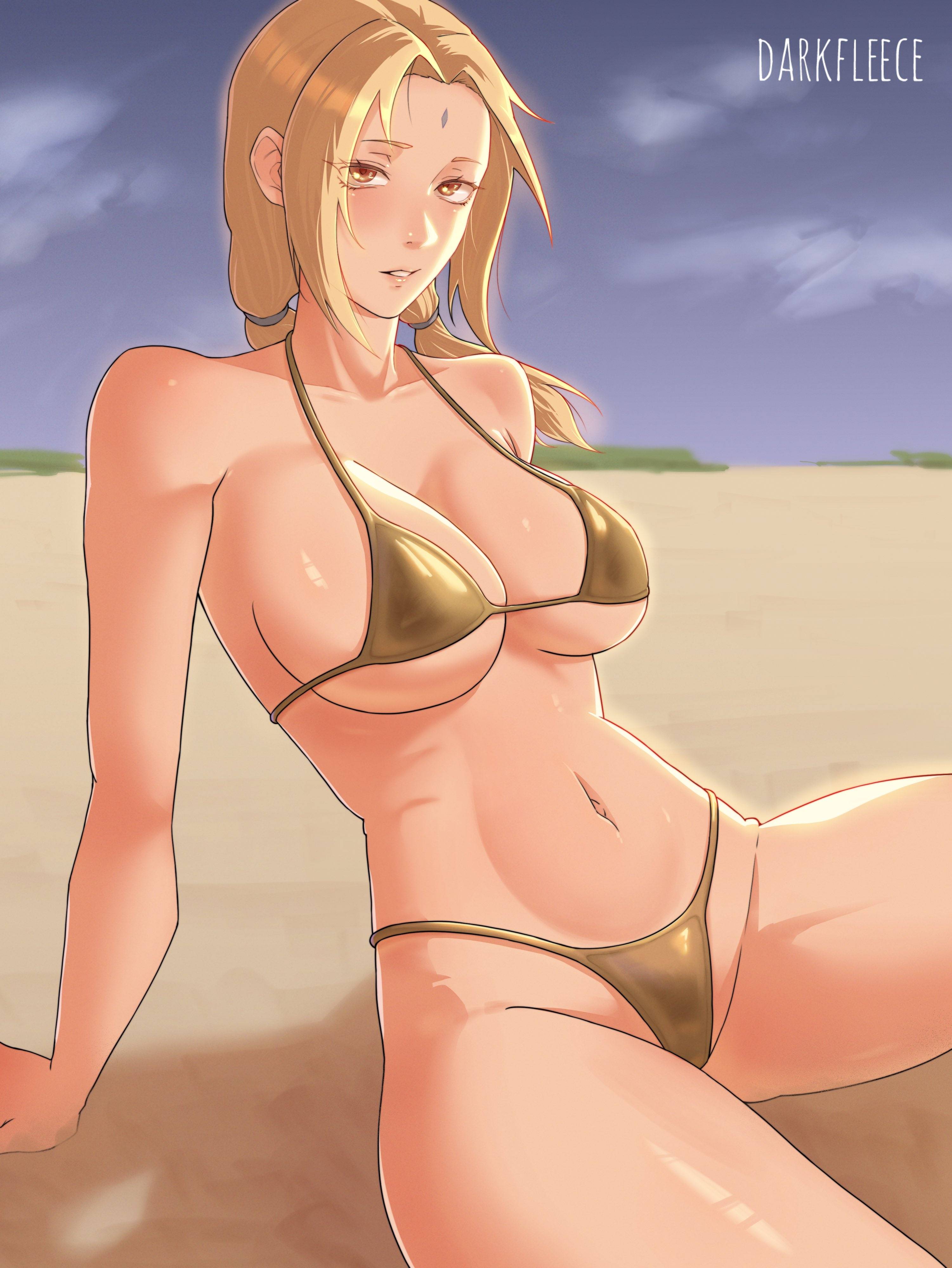 1girls, 2d, 2d (artwork), 2d artwork, adult, adult female, anime, anime character, arm support, bare armpits, bare arms, bare belly, bare chest, bare hands, bare hips, bare legs, bare midriff, bare navel, bare shoulders, bare skin, bare thighs, beach, beach background, beach setting, belly, belly bulge, belly button, big boobs, big breasts, bikini, bikini bottom, bikini only, bikini top, blonde, blonde female, blonde hair, blonde hair female, blonde-haired female, breasts, brown eyes, brown-eyed female, busty, busty female, busty girl, cleavage, collarbone, color, colored, curvaceous, curvaceous body, curvaceous female, curvaceous figure, curvaceous hips, curvy, curvy body, curvy female, curvy figure, curvy hips, darkfleece, day, daylight, daytime, digital, digital art, digital drawing, digital drawing (artwork), digital media, digital media (artwork), drawing, exposed armpits, exposed arms, exposed belly, exposed chest, exposed hips, exposed legs, exposed midriff, exposed navel, exposed shoulders, exposed skin, exposed thighs, eye-level view, eyes, fanart, female, female focus, female only, forehead mark, gilf, glistening boobs, glistening breasts, glistening hair, glistening legs, glistening shoulders, glistening skin, glistening thighs, glossy breasts, glossy hair, gold bikini, gold bikini bottom, gold bikini top, gold micro bikini, gold swimsuit, gold swimwear, grandma, groin, halterneck, head tilt, hips, hokage, hourglass figure, huge boobs, huge breasts, inframammary fold, inguinal crease, inguinal ligament, large boobs, large breasts, lean figure, leg out of frame, legs out of frame, long hair, looking at viewer, manga character, mature, mature female, mature woman, micro bikini, midriff, narrow waist, naruto, naruto (series), naruto shippuden, navel, older than they look, outdoor, outdoor background, outdoor nudity, outdoors, outside, outside nudity, parted bangs, plump breasts, portrait, shiny breasts, shiny hair, shiny legs, shiny shoulders, shiny skin, shiny thighs, shonen jump, shoulders, shueisha, sideboob, sitting, sitting on ass, sitting on floor, sitting on ground, skimpy bikini, sky background, slender body, slender waist, slim female, slim waist, small bikini, smooth skin, solo, stomach bulge, string bikini, studio pierrot, summer setting, swimsuit, swimwear, thick thighs, thighs, thong bikini, three quarter view, three-quarter view, tied hair, tilted head, top view, tsunade, tsunade (naruto), twintails, twintails (hairstyle), underboob, upper body, voluptuous, voluptuous body, voluptuous female, voluptuous figure, voluptuous woman, weekly shonen jump, wide hips, woman