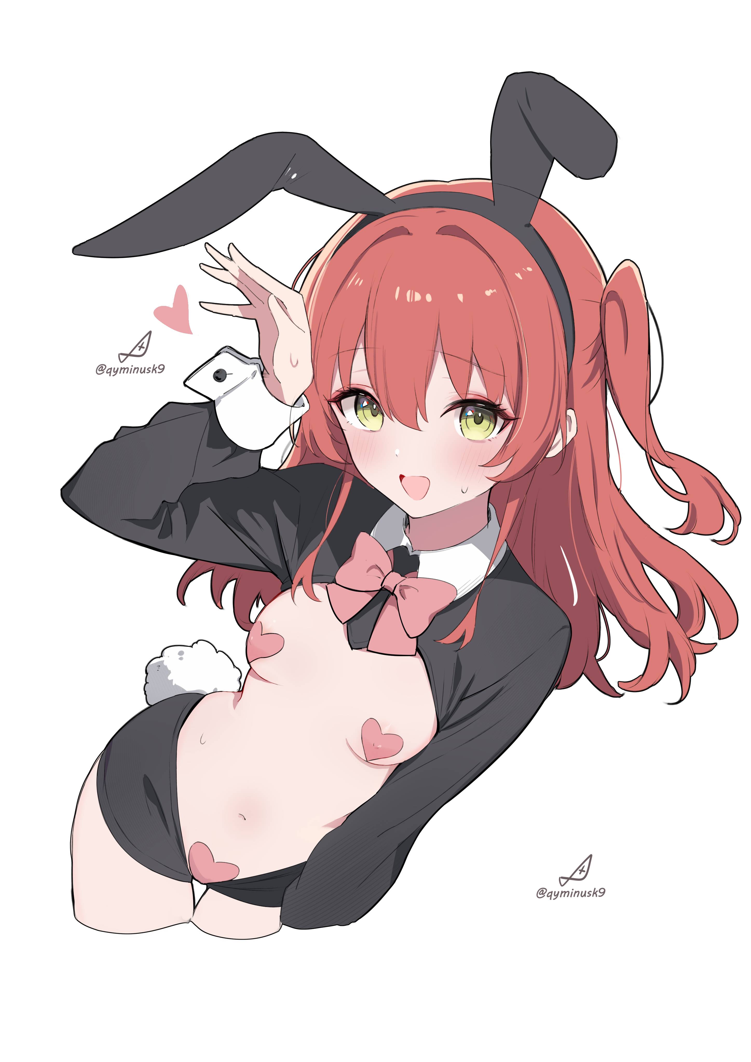 1girls, 2d, 2d (artwork), 2d artwork, above view, anime, anime character, arm above head, arm up, asian, asian female, asian girl, background, bare belly, bare legs, bare midriff, bare navel, bare skin, bare thighs, belly, belly button, black bunny ears, black hairband, blank background, bocchi the rock!, bowtie, breasts, breasts apart, bunny ears, bunny tail, cloverworks, collar, color, colored, curvy, curvy body, curvy female, curvy figure, curvy hips, curvy teen, digital, digital art, digital drawing, digital drawing (artwork), digital media, digital media (artwork), drawing, exposed, exposed belly, exposed legs, exposed midriff, exposed navel, exposed skin, exposed thighs, eyebrows visible through hair, eyes, fanart, female, female focus, female only, female protagonist, fingers, from above, from above view, from front, front view, frontless outfit, green eyes, green-eyed female, groin, hair between eyes, hair intakes, hairband, half dressed, half naked, half nude, hand above head, hand up, head tilt, heart pasties, heart-shaped pasties, high angle, high angle view, high school student, high-angle shot, high-angle view, hips, inframammary fold, inguinal crease, inguinal ligament, japanese, japanese female, japanese girl, kita ikuyo, lean figure, leg out of frame, legs out of frame, long hair, looking at viewer, looking up, looking up at viewer, main character, manga character, midriff, monotone background, naked, naked female, naked woman, narrow waist, navel, nipple pasties, nude, nude female, nudity, one color background, one side up, open mouth, open mouth smile, parted lips, partially clothed, partially clothed female, partially naked, partially naked female, partially nude, partially nude female, partially undressed, pasties, petite, petite body, petite breasts, petite female, petite girl, petite tits, pink bowtie, pink pasties, plain background, portrait, posing, posing for the viewer, posing naked, posing nude, protagonist, pussy pasty, qyminusk9, red hair, red-haired female, redhead, redhead female, reverse bunnysuit, reverse outfit, school girl, semi nude, shoulders, slender body, slender waist, slim female, slim waist, small boobs, small breasts, small tits, smile, smiley face, smiling, smiling at viewer, solid color background, solo, standing, teen girl, teenage girl, teenager, thigh gap, thighs, tilted head, tiny breasts, tiny tits, tongue, top view, upper body, white background, white collar, white wrist cuffs, wide hips, wrist cuffs, young female, young woman
