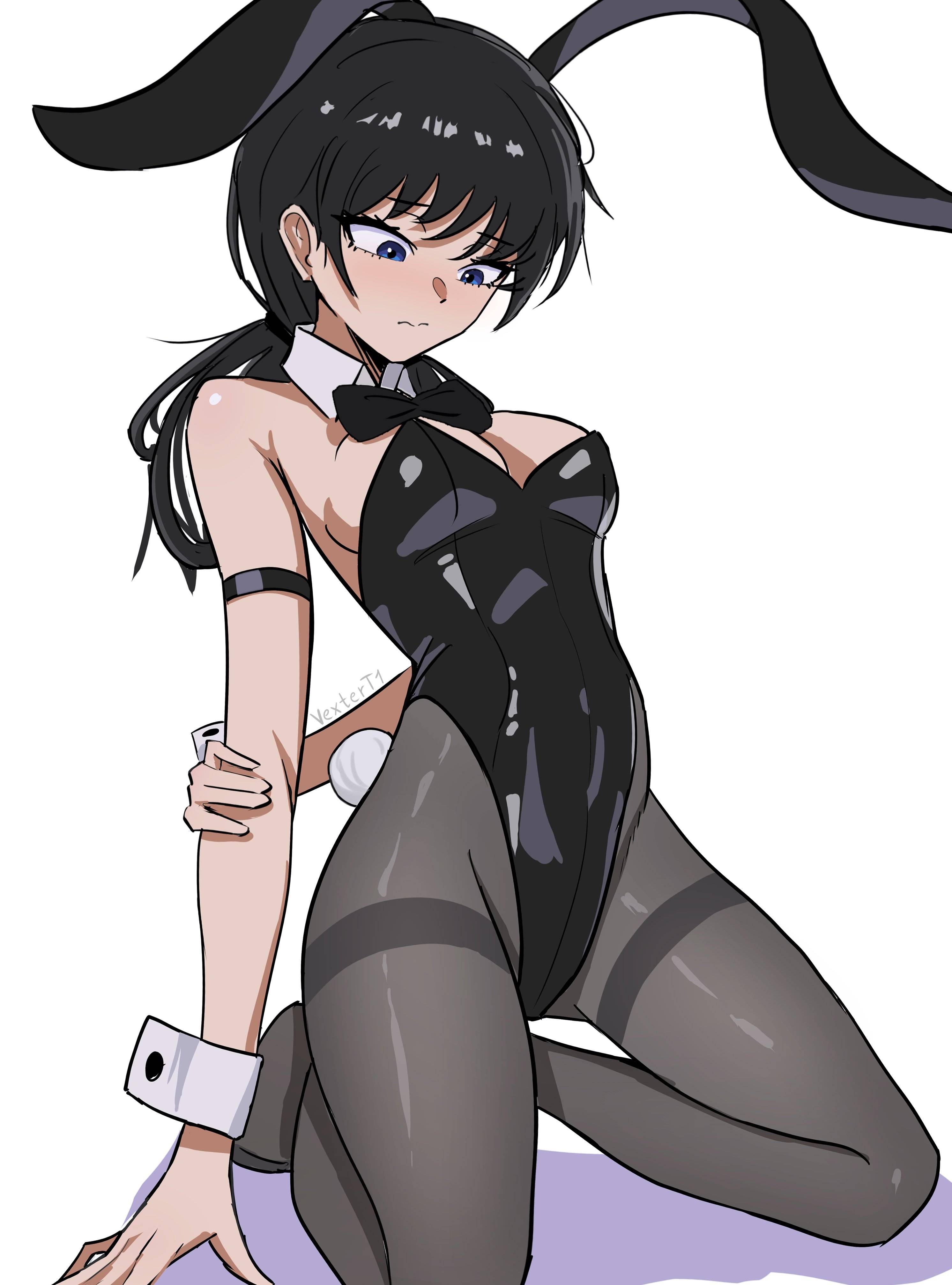1girls, 2d, 2d (artwork), 2d artwork, arm behind back, arm support, armband, asian, asian female, asian girl, background, belly, belly button, below view, black bowtie, black bunny ears, black bunnysuit, black eyes, black hair, black hairband, black headwear, black legwear, black leotard, black pantyhose, black stockings, black tights, black topwear, black-eyed female, black-haired female, blank background, bowtie, breasts, bunny costume, bunny ears, bunny tail, bunnygirl, bunnygirl outfit, bunnysuit, busty, busty female, busty girl, busty teen, busty teenager, calves, chainsaw man, cleavage, collar, color, colored, curvaceous, curvaceous body, curvaceous female, curvaceous figure, curvaceous hips, curvaceous teenager, curvy, curvy body, curvy female, curvy figure, curvy hips, curvy teen, digital, digital art, digital drawing, digital drawing (artwork), digital media, digital media (artwork), down angle, drawing, eyebrows visible through hair, eyes, fanart, female, female focus, female human, female only, female protagonist, femcel, fingers, from below, from below view, from side, full body, full body view, glistening body, glistening boobs, glistening breasts, glistening legs, glistening shoulders, glistening skin, glistening thighs, glossy breasts, groin, hairband, hand behind back, hand on arm, hand on own arm, headwear, high school student, hips, hourglass figure, human, human female, human only, inframammary fold, inguinal crease, inguinal ligament, japanese, japanese female, japanese girl, kneeling, kneeling female, kneeling on floor, kneeling on ground, knees, knees out of frame, large breasts, lean figure, legs, legwear, leotard, long hair, looking down, low angle, low angle view, low-angle shot, low-angle view, main character, midriff, mitaka asa, monotone background, narrow waist, navel, neckwear, nervous, nervous expression, nervous face, nervous female, one color background, pantyhose, petite, plain background, ponytail, portrait, protagonist, school girl, schoolgirl, shiny body, shiny breasts, shiny legs, shiny shoulders, shiny skin, shiny thighs, shonen jump, shoulders, shounen protagonist, shueisha, shy, shy expression, shy female, shy girl, side view, sidelocks, slender body, slender waist, slim female, slim waist, small breasts, solid color background, solo, stockings, teen girl, teenage female, teenage girl, teenage tits, teenager, thighs, tied hair, tights, topwear, touching arm, under view, underboob, weekly shonen jump, white background, white collar, white neckwear, white wrist cuffs, wide hips, wrist cuffs, wristwear, young female, young woman
